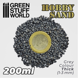 Thick Hobby Sand- Dark Grey - 200ml - Green Stuff World shown with a 1 euro coin for scale