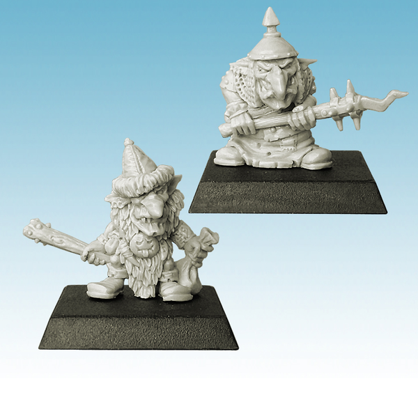 Version Six of the Ugruk-tar Goblin Mercenaries are full of character, one holds a spiked club and a bag and the other an equally aggressive looking weapon