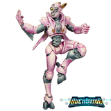 Overdrive Tigrax vs Shadow Rival Pack. this miniature is of a slim robot with pink and grey colouring