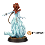 With a rope still around her neck and the remains of chains visible it is no wonder this Banshee looks so upset. A great  28mm scale resin miniature for your tabletop gaming from the fantasy heroes range by TT Combat. 