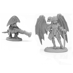 04037 - Sophie & Despicatus ReaperCon 2020 (Reaper Dark Heaven Legends Metal). Reaper Miniatures metal gaming figure of a succubus as a pirate & her familiar 