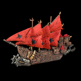 A huge Orc vessel captained by the highest ranking Krudger with a simple battle plan of chopping up the largest enemy ship they can find with goblin powered saws and machinery. 