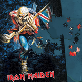 Iron Maiden The Trooper 1000 Piece Jigsaw Puzzle features the bands mascot clutching the Union flag in one hand and a sword in the other.
