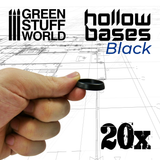 Hollow Black Plastic Bases - Round 25mm - GSW