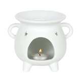 Mystical Moon Cauldron Oil Burner - White