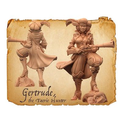 Moonstone Rags to Riches Miniature of a female hunter and her gun