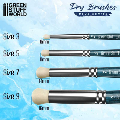 Premium Dry Brush Set by Green Stuff World from their Blue Series supplied in a box.