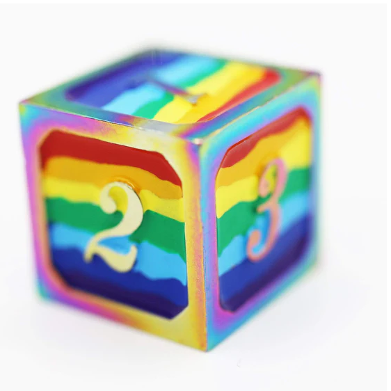 Metal Rainbow Pride Flag RPG Dice Set