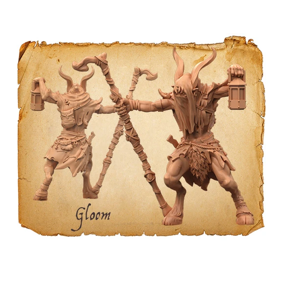 Moonstone Wild Things Troupe miniature of a faun with a lantern and staff