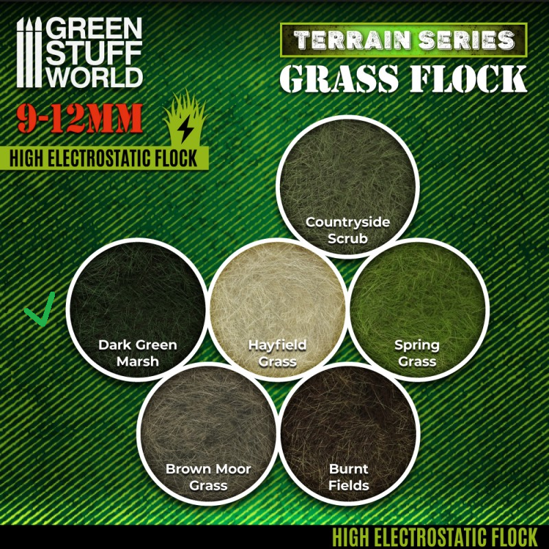 Dark Green Marsh 9-12mm Flock -200ml- GSW