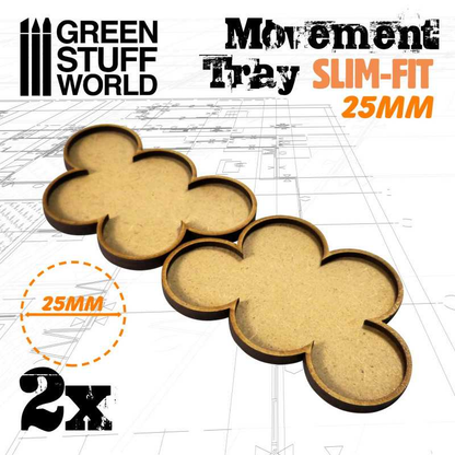25mm Slim Fit Skirmish Movement Trays by Green Stuff World