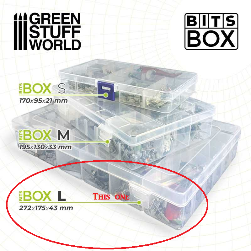 Medium Plastic Bits Box by Green Stuff World a 195x130mm plastic multi purpose box with compartments