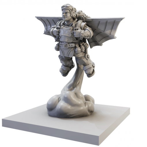 Halfling Ej Grenadiers Regiment for Kings of War by Mantic Games. This miniature is using mechanical flying machines 