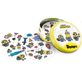 Dobble Minions cards out of the tin and the tin open at the side