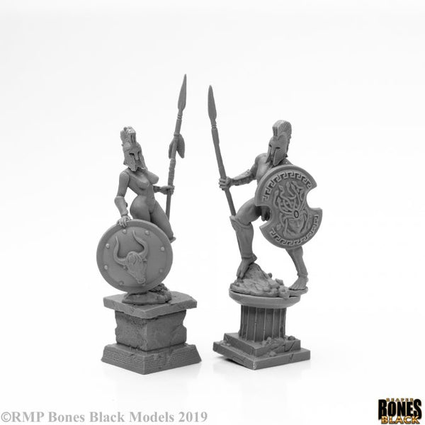 44126 - Amazon and Spartan Living Statues, Bronze (Bones Black) : www.mightylancergames.co.uk 