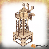 Mainspring Mill from TT Combat - A fantastic structure with waterwheel and various advantage points to add extra detail and dimension to your table top games. back of mill view 