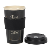 ravel mug with a tarot card design and the words Tarot Readings with a mystical style coffee card