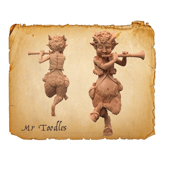 Moonstone Hunting Horns miniature of a faun playing an instrument 