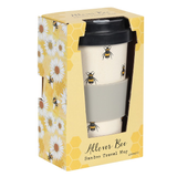 Allover Bee Bamboo Travel Mug in box