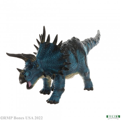 Thunderfoot Behemoth is a Dinosaur from the Reaper Miniatures Bones range for your gaming table and RPG needs. A Triceratops plastic model that requires assembly.