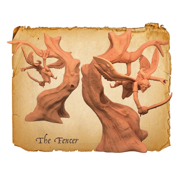 Moonstone The Enclave Troupe miniature with a sword in a tree