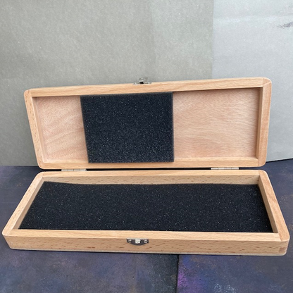 light coloured wooden art box open