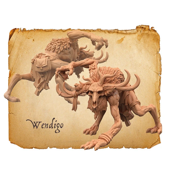 Moonstone Wild Things Troupe miniature of a wendigo on all fours 