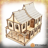 An MDF tavern for your gaming table from TT Combat. This kit lets you build a steep pitched roofed and angled wall tavern in which each section can be removed and the interior is fully playable.