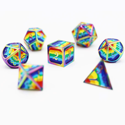 Metal Rainbow Pride Flag RPG Dice Set