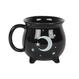the black cup feature white luna crescent moon and star design.