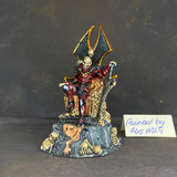 Dragoth pre painted by Mrs MLG. Dragoth sat on his throne with one hand on his sword, his throne is made from bones and skin 