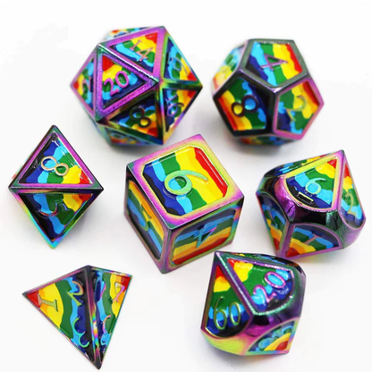 Metal Rainbow Pride Flag RPG Dice Set