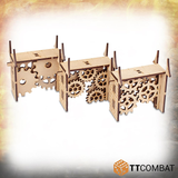 A wonderful MDF kit from TT Combat Savage Domain range of fantasy scenery enabling you to construct a water mill in a steam punk style with various heights and covers- section view 