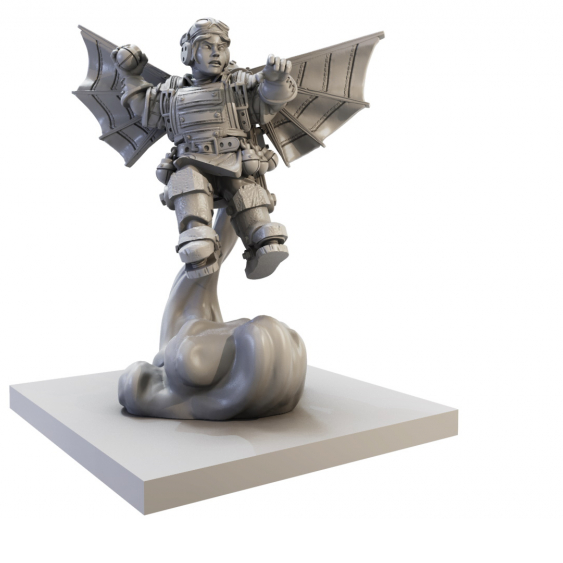 Halfling Ej Grenadiers Regiment for Kings of War by Mantic Games. This miniature is using mechanical flying machines 