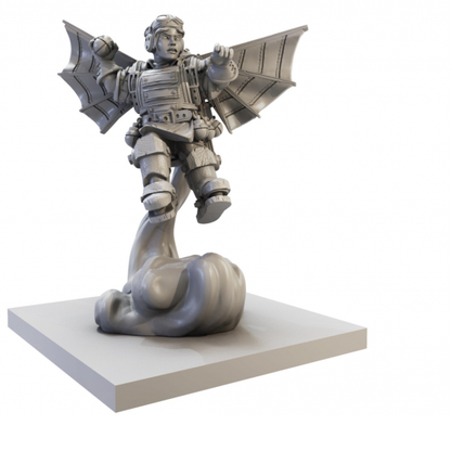 Halfling Ej Grenadiers Regiment for Kings of War by Mantic Games. This miniature is using mechanical flying machines 