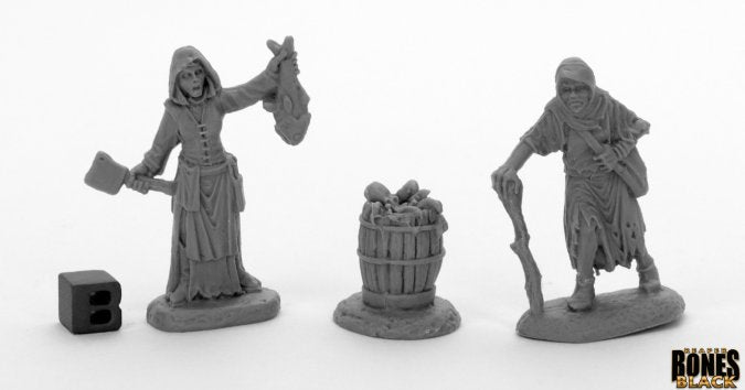 44033: DREADMERE TOWNSFOLK: FISHWIFE & CRONE (2) reaper bones black