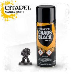 Citadel spray paint - Chaos Black Model Paint: www.mightylancergames.co.uk