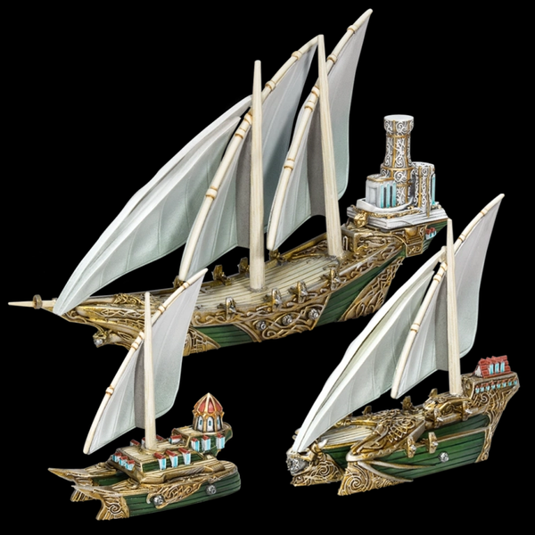 Elf Starter Fleet For Armada by Mantic. 3 miniature ships