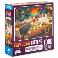 Exploding Kittens Cats Playing Chess Jigsaw 1000 Piece