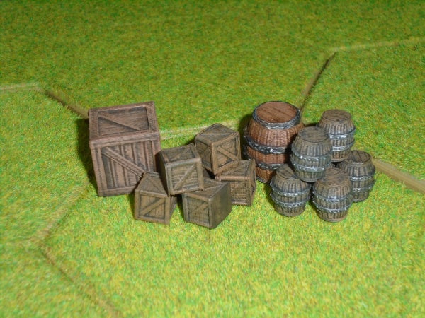 Small Barrels & Crates (Irongate Scenery) :www.mightylancergames.co.uk 
