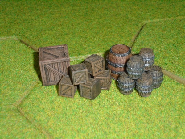 Small Barrels & Crates (Irongate Scenery) :www.mightylancergames.co.uk 