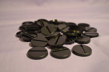Miniature Bases: 25mm round Slotted (20 bases per blister) [RSB25]