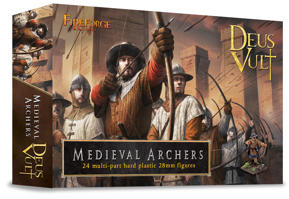 Medieval Archers - 24 Plasdtic 28mm Figures (FireForge Games) :www.mightylancergames.co.uk