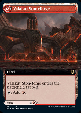 Foil Extended Art Valakut Awakening // Valakut Stoneforge MTG Zendikar Rising 355