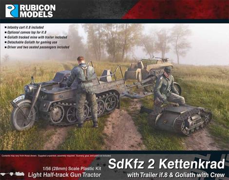 SdKfz 2 Kettenkrad with Trailer if.8 & Goliath with Crew 