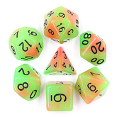 Orange Green Glow Poly Dice Set....