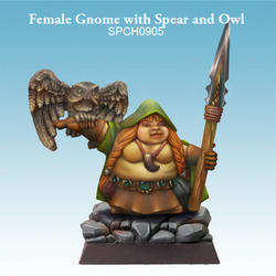 Female Gnome with Spear and Owl - SpellCrow - SPCH0905