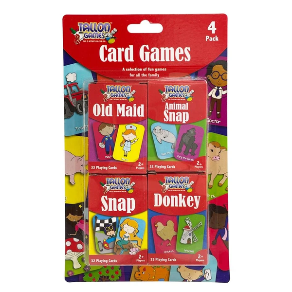 Card Games - pack of 4- Old Maid, Animal Snap, Snap, Donkey 