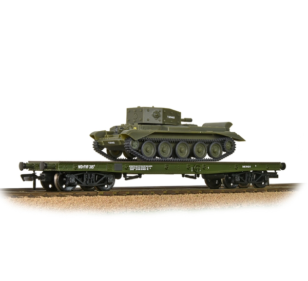 WD 50T 'Warflat' Bogie Wagon WD Khaki Grn Cromwell MK4 Tank