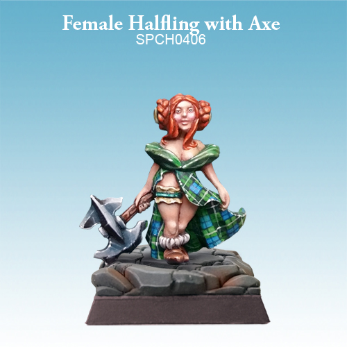 Female Halfling with Axe - SpellCrow - SPCH0406